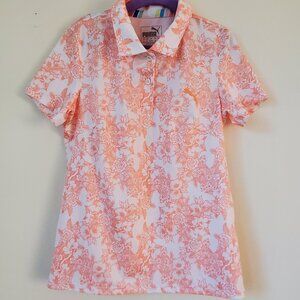 PUMA Girls Floral Print Polo Shirt - Size M | Sporty & Stylish Golf Top